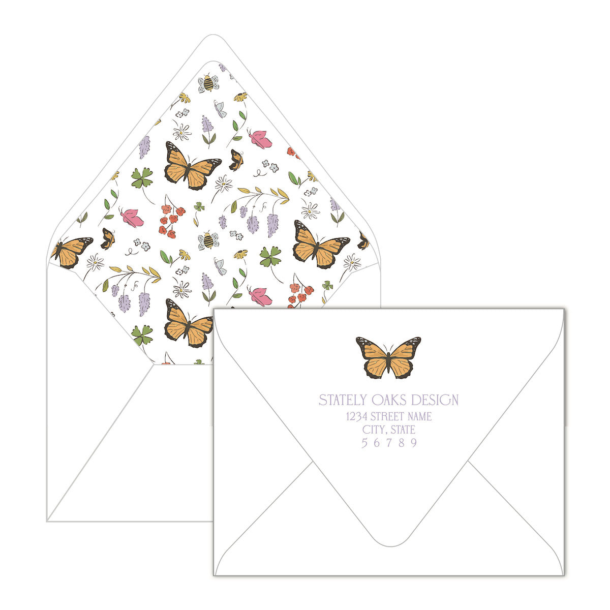 Butterfly Garden Wavy Notecard