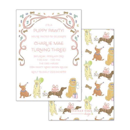 Party Pups Pink Invitation