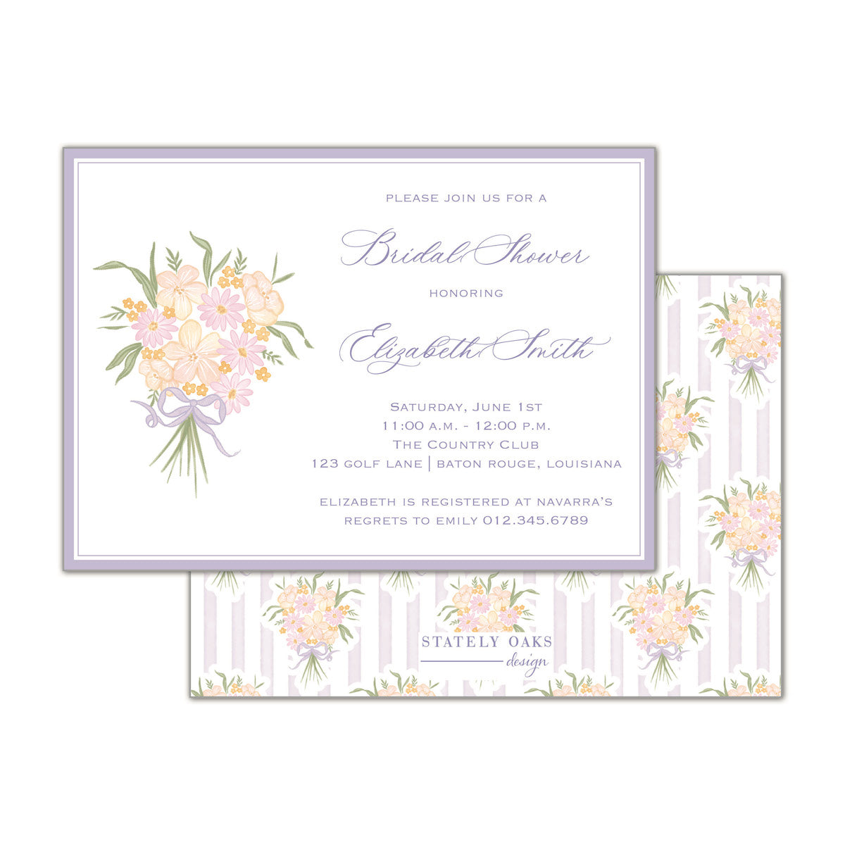 Lavender Bouquet Horizontal Invitation