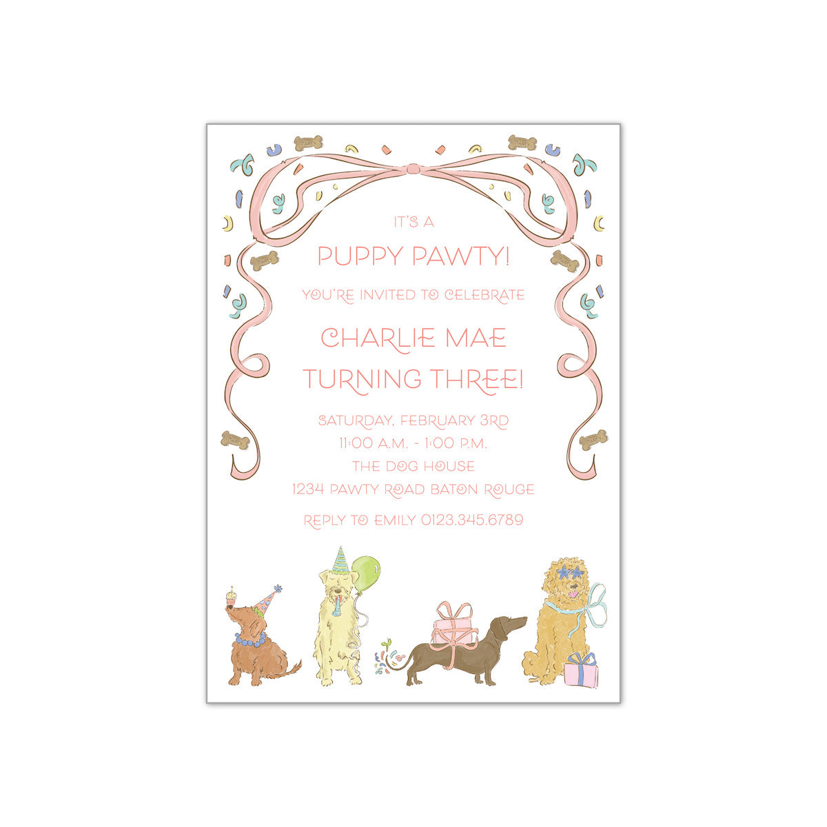 Party Pups Pink Invitation