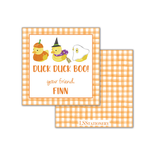 Duck Duck BOO - orange gingham Gift Tag
