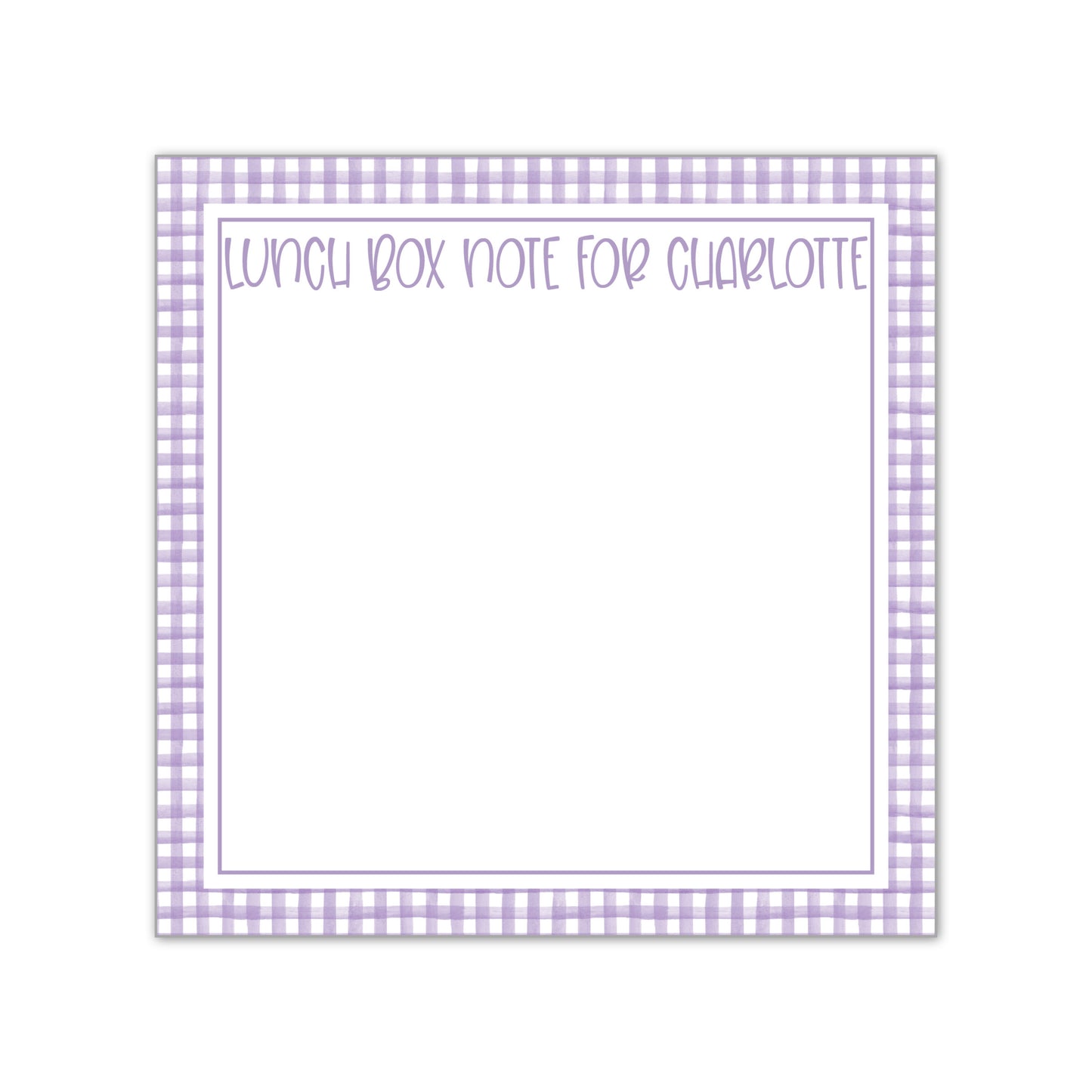 Purple Gingham Lunch Box Notes Notepad
