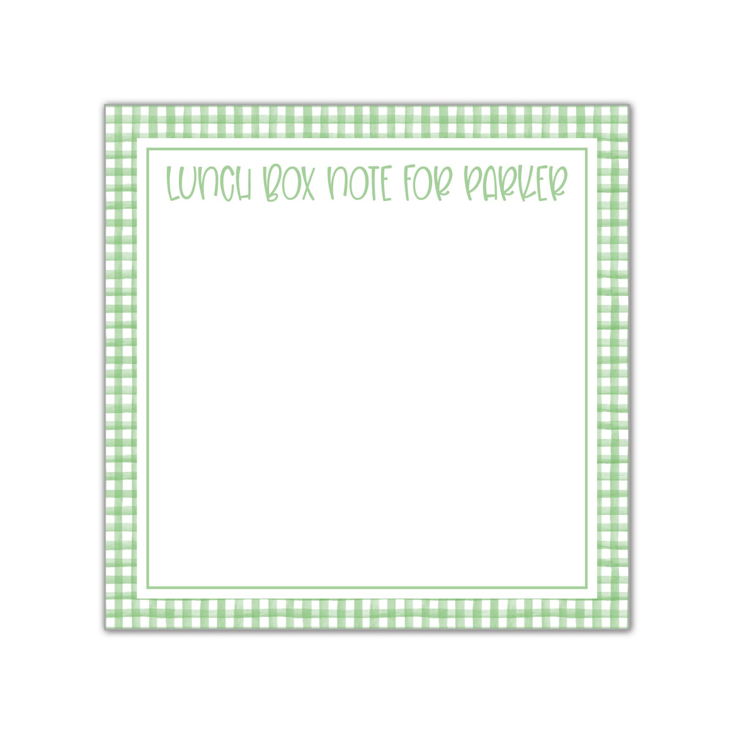 Green Gingham Lunch Box Notes Notepad