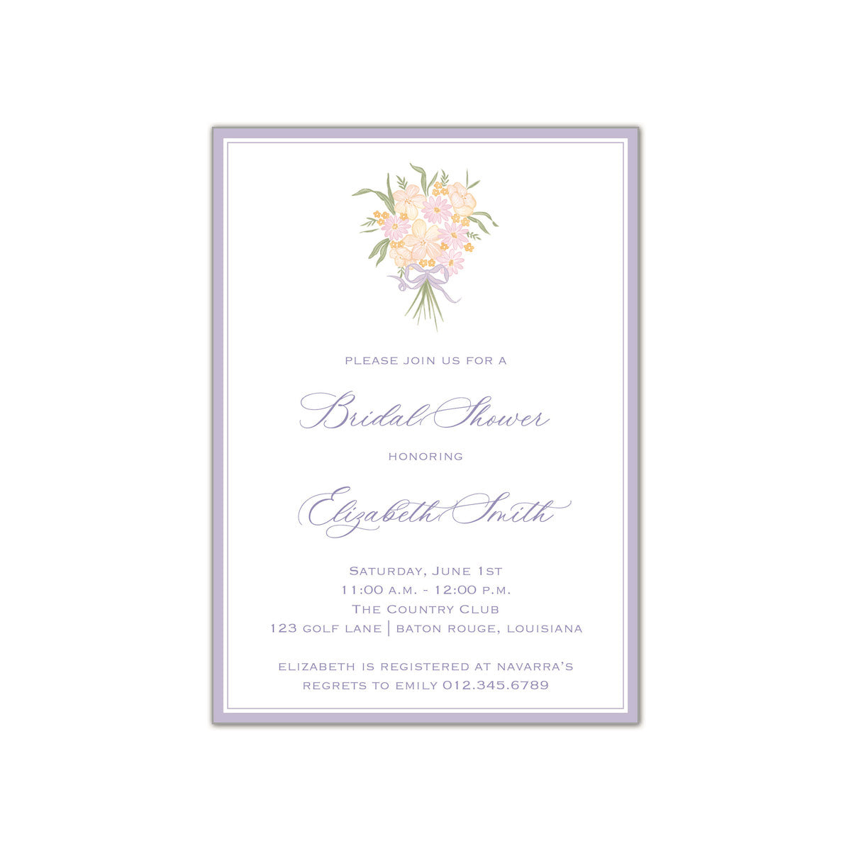 Lavender Bouquet Invitation