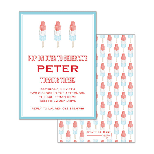Pop on Over - Red, White, Blue Invitation