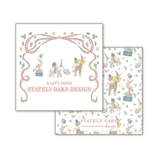 Party Animals Pink Square Calling Card