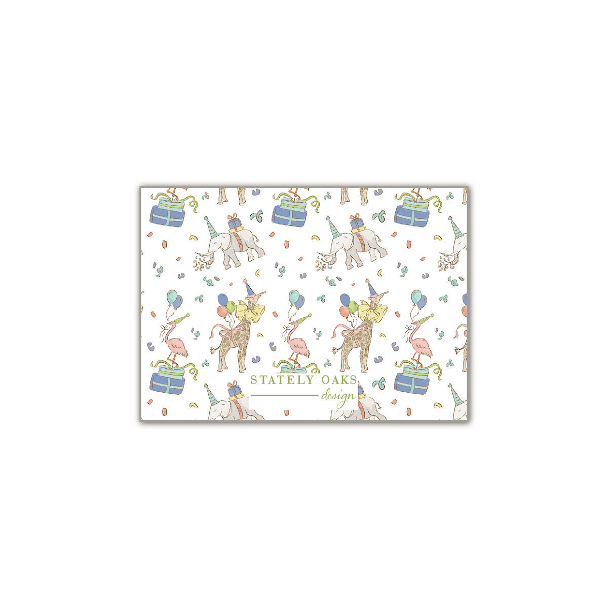 Party Animals Green Rectangle Calling Card