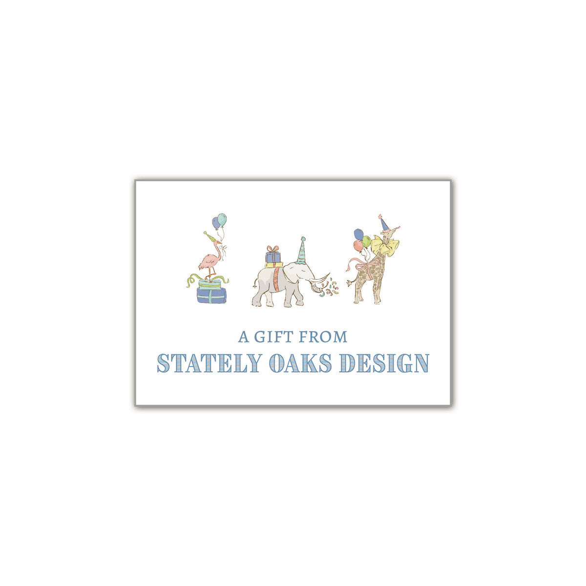 Party Animals Blue Rectangle Calling Card