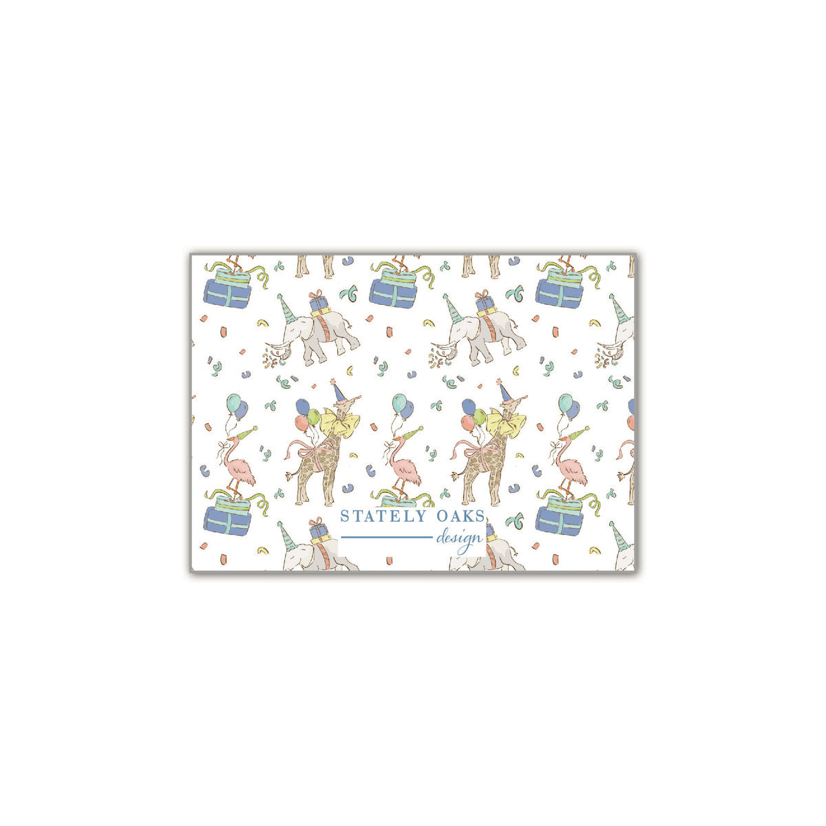 Party Animals Blue Rectangle Calling Card