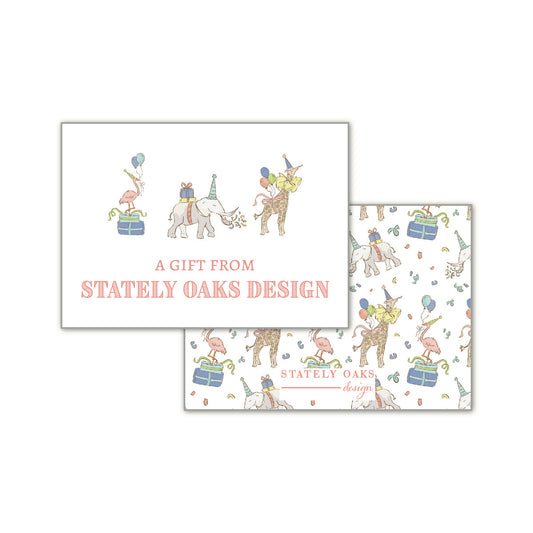 Party Animals Pink Rectangle Calling Card