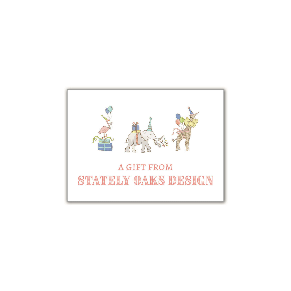Party Animals Pink Rectangle Calling Card