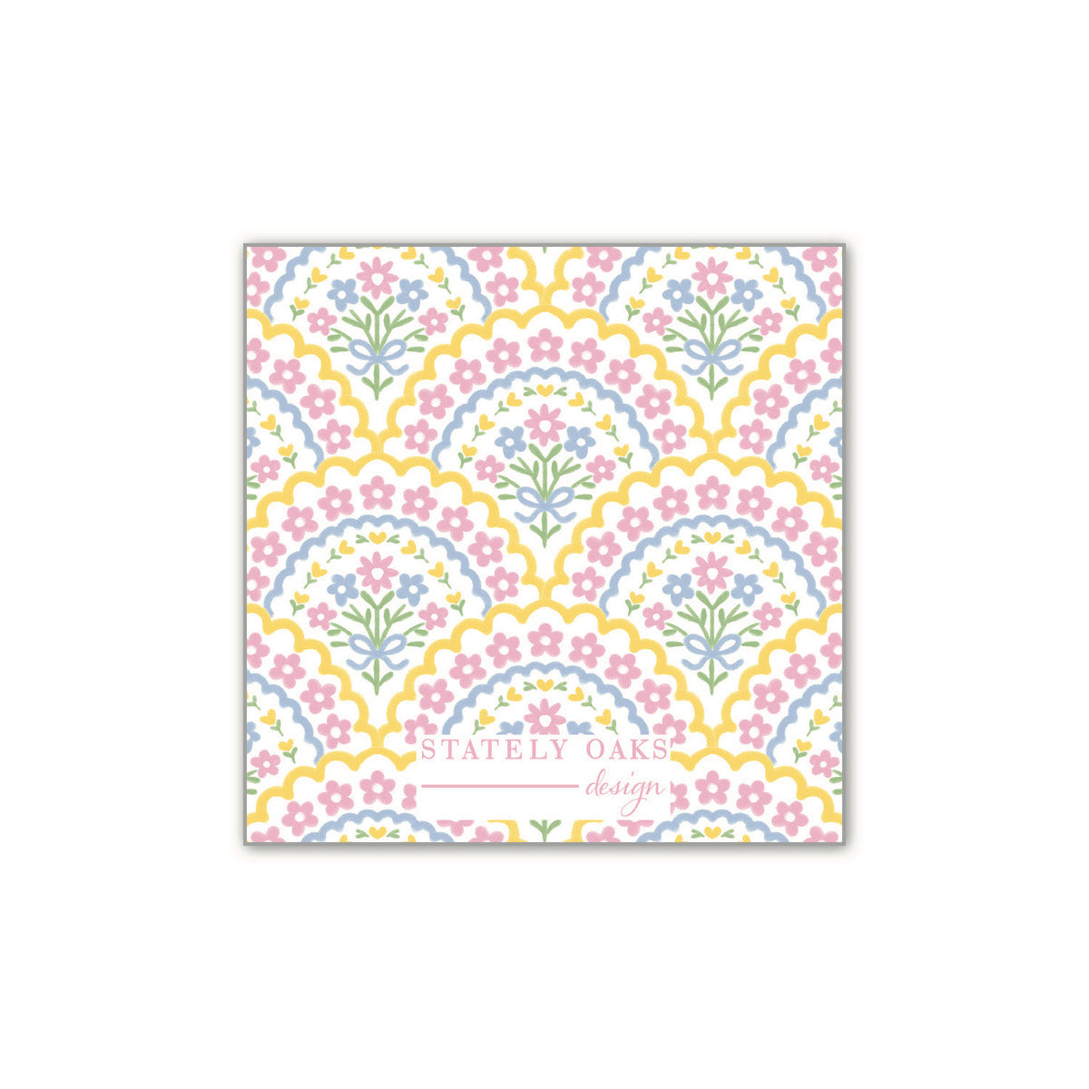 Floral Bow Scallop Square Calling Card