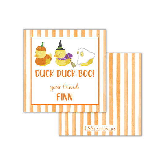 Duck Duck Boo - orange stripe Gift Tag