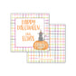 Happy Halloween Pumpkin and Cat - plaid Gift Tag