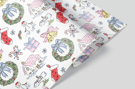 Ribbon Holly Festive Wrapping Paper Pre-Order