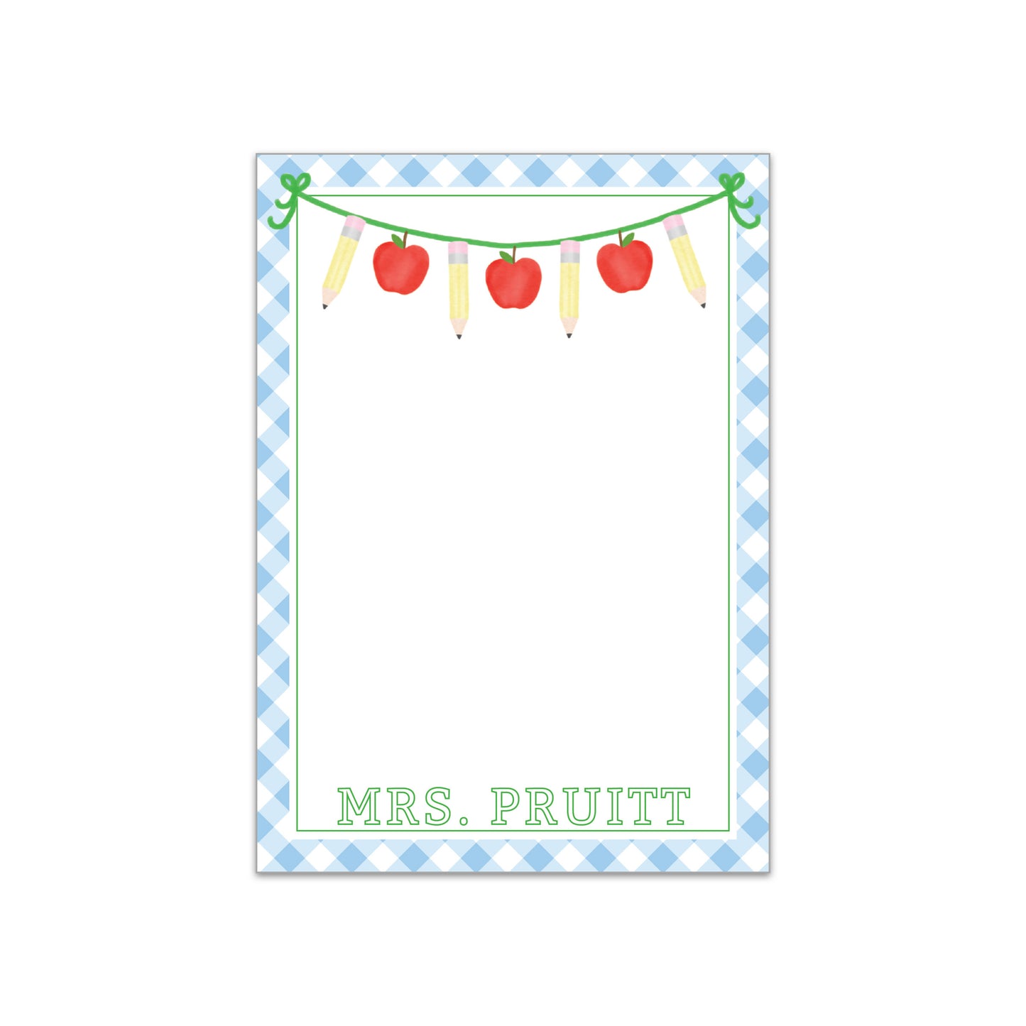 Apple Banner and Gingham Notepad