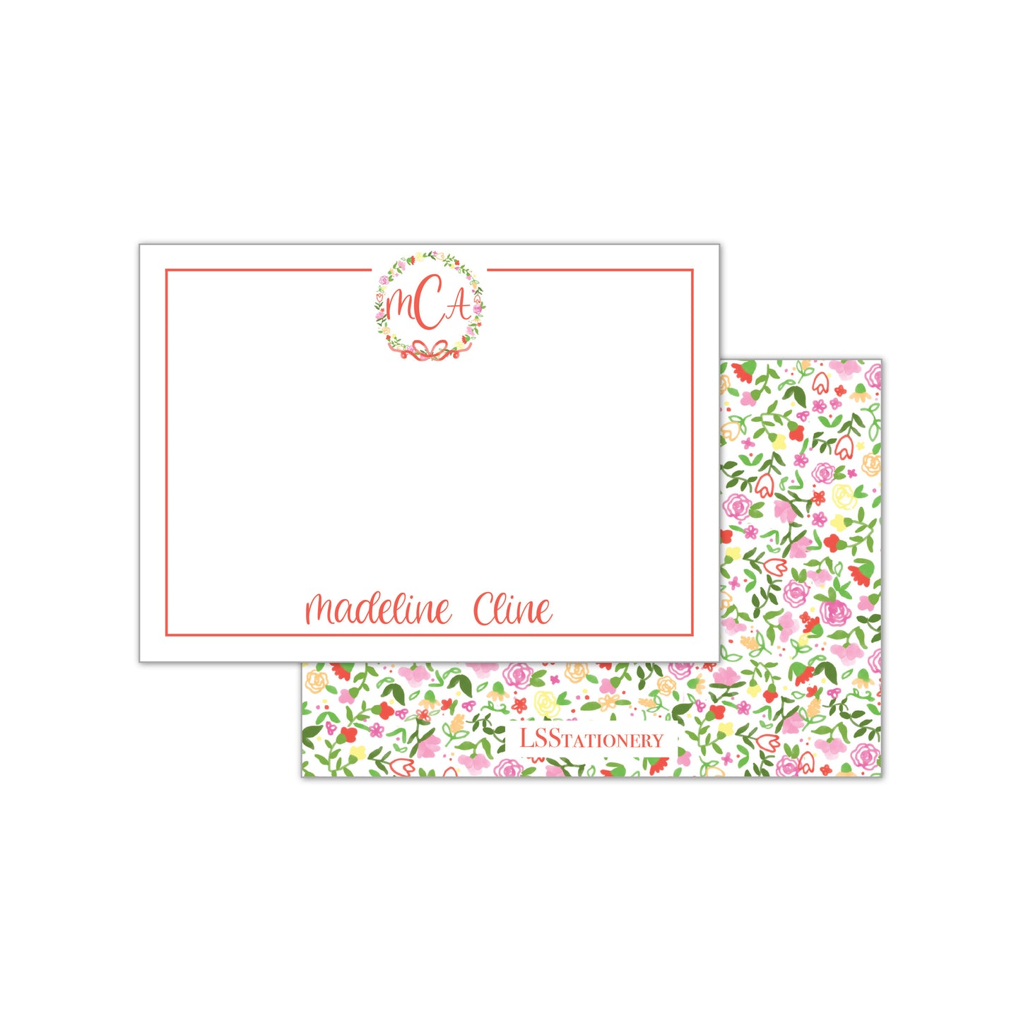 May Flowers Wreath with Bow Notecard